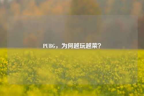 PUBG,为何越玩越菜?