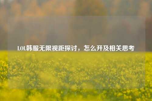 LOL韩服无限视距探讨,怎么开及相关思考
