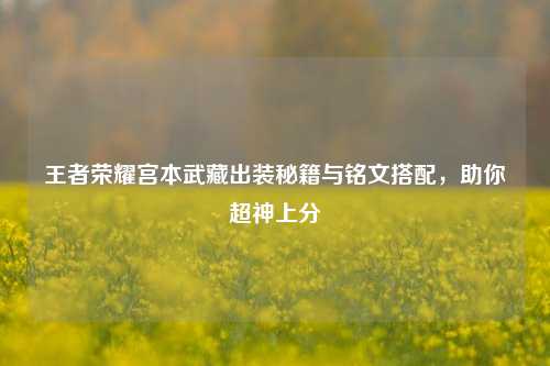 王者荣耀宫本武藏出装秘籍与铭文搭配，助你超神上分
