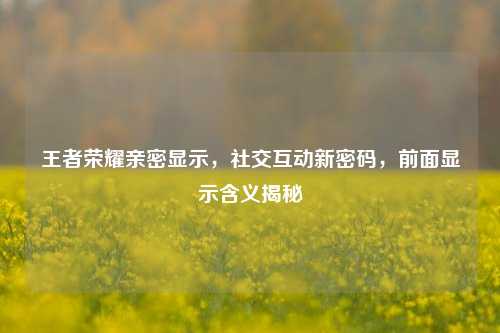 王者荣耀亲密显示，社交互动新密码，前面显示含义揭秘